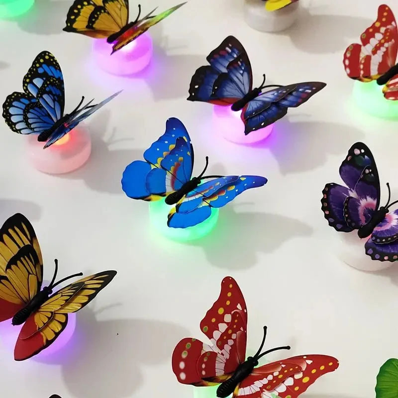 Colorful DIY LED Butterfly Night Lights – Stickable 3D Glowing Wall Decor for Bedroom, Parties & Holiday Decoration (5pcs)