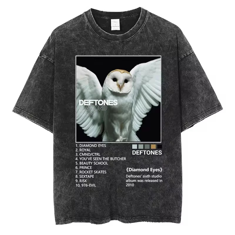 Vintage Deftones Graphic T-Shirt – Washed Cotton Hip-Hop Streetwear for Men and Women