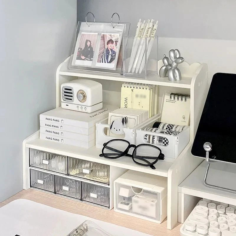 2-Layer Desktop Storage Organizer – Multifunctional Shelf for Skincare, Cosmetics, Stationery & Books