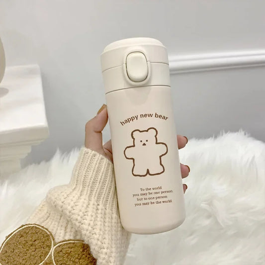 450ml Bear-Themed Thermos Cup – Portable Stainless Steel Water Bottle for Travel, Sports, and Outdoor Use