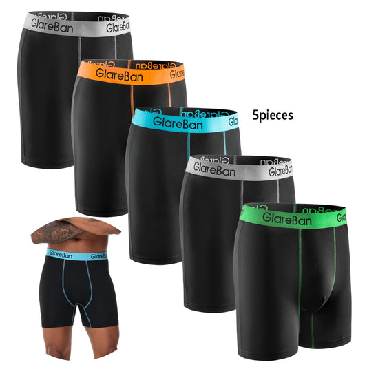 5-Pack Men's Mid-Length Boxer Shorts – Soft Stretch Polyester Briefs-Style Underwear (S–XXL)