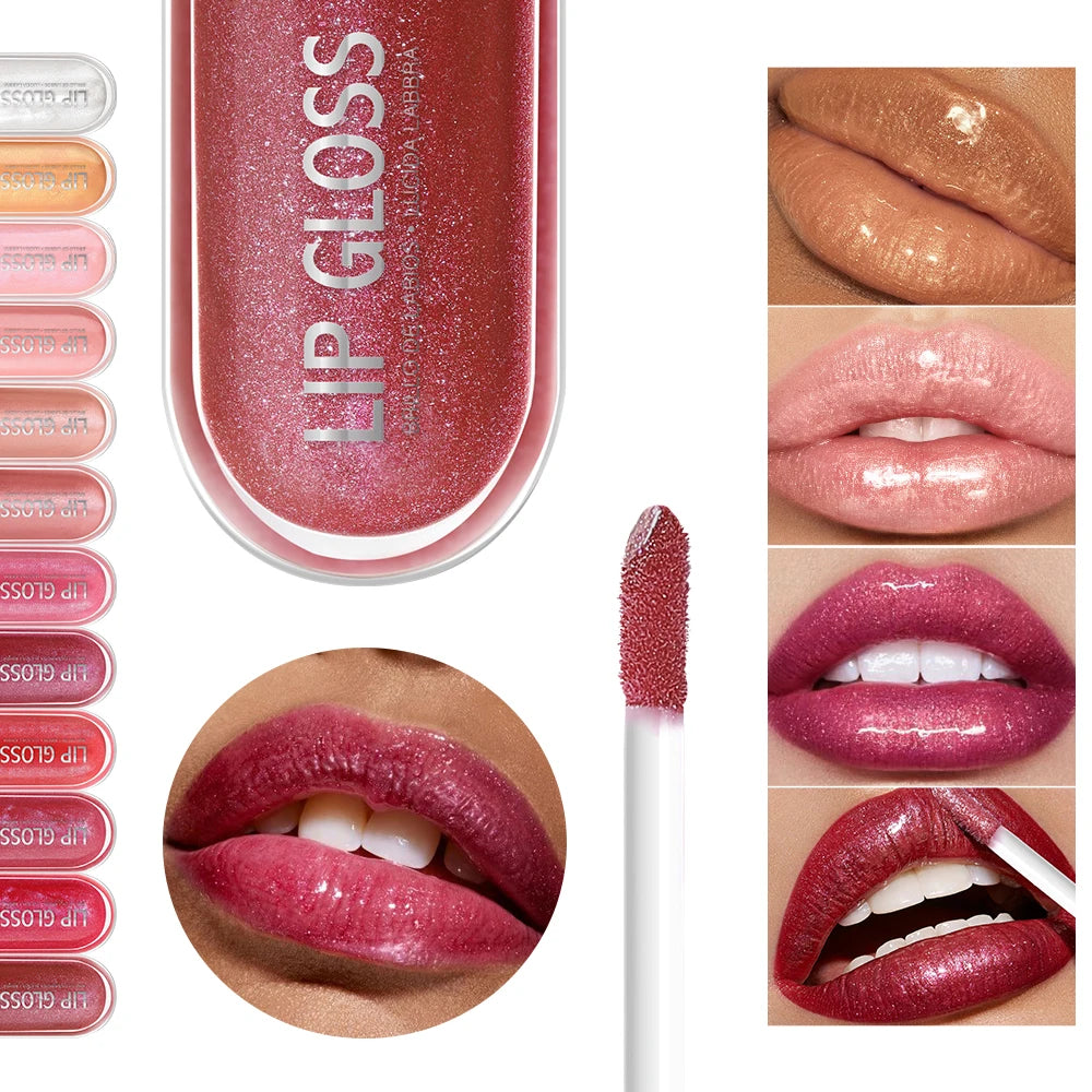 12 Colors Glitter Lip Gloss – Long-Lasting Diamond Pearlescent Metallic Liquid Lipstick