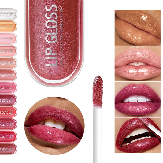 12 Colors Glitter Lip Gloss – Long-Lasting Diamond Pearlescent Metallic Liquid Lipstick