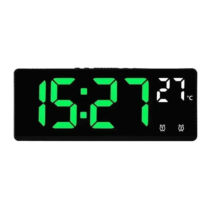 Voice Control LED Digital Alarm Clock – Dual Alarm, Temperature Display, Snooze & Night Mode Desk Clock