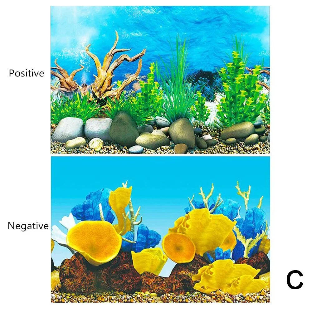 3D Aquarium Background Sticker – Double-Sided Fish Tank Landscape Poster – Ocean Plant Aquascape Waterproof Wallpaper Décor