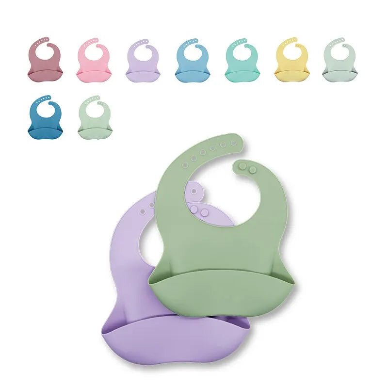 Waterproof Silicone Baby Bib – Adjustable Soft Cartoon Bib for Toddlers (1–3Y, Unisex)