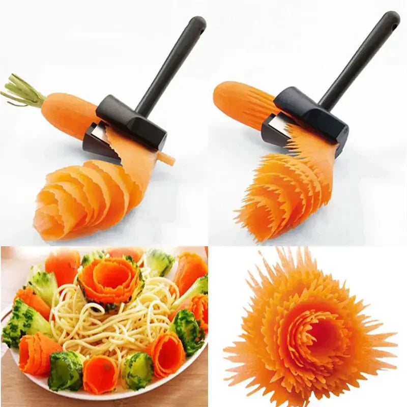 Spiral Vegetable Cutter and Carrot Shredder – Multi-Purpose Fruit Peeler and Decorative Carving Tool