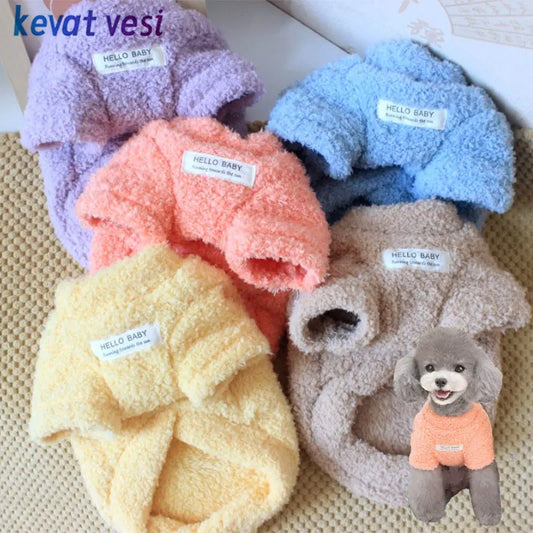 Winter Plush Dog Sweater – Soft Warm Coat for Small & Medium Dogs and Cats, Cozy Puppy Jacket for Chihuahua, Teddy