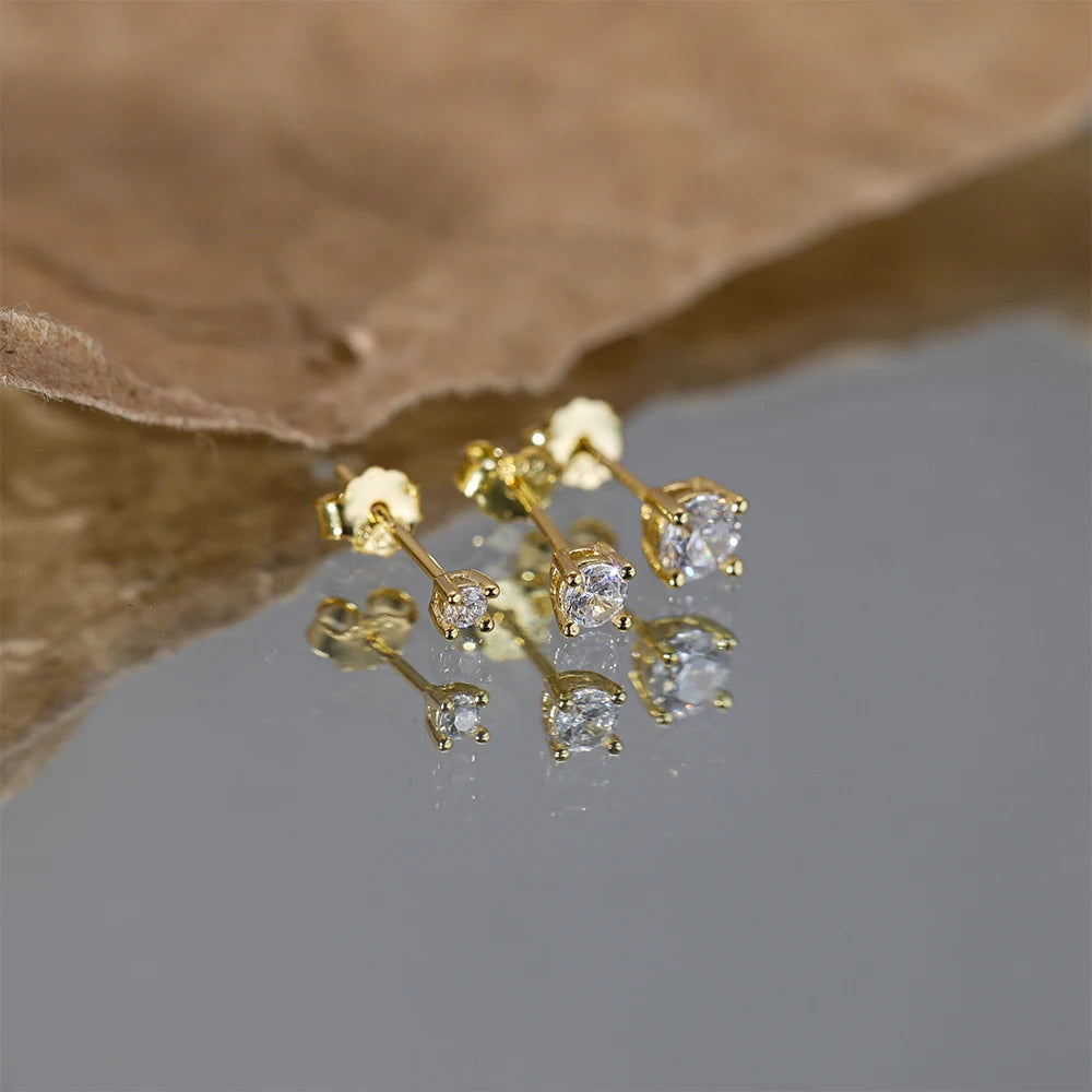 925 Sterling Silver 3-Piece Stud Earrings Set for Women – 18K Gold-Plated, Irregular Mini Design Fine Jewelry