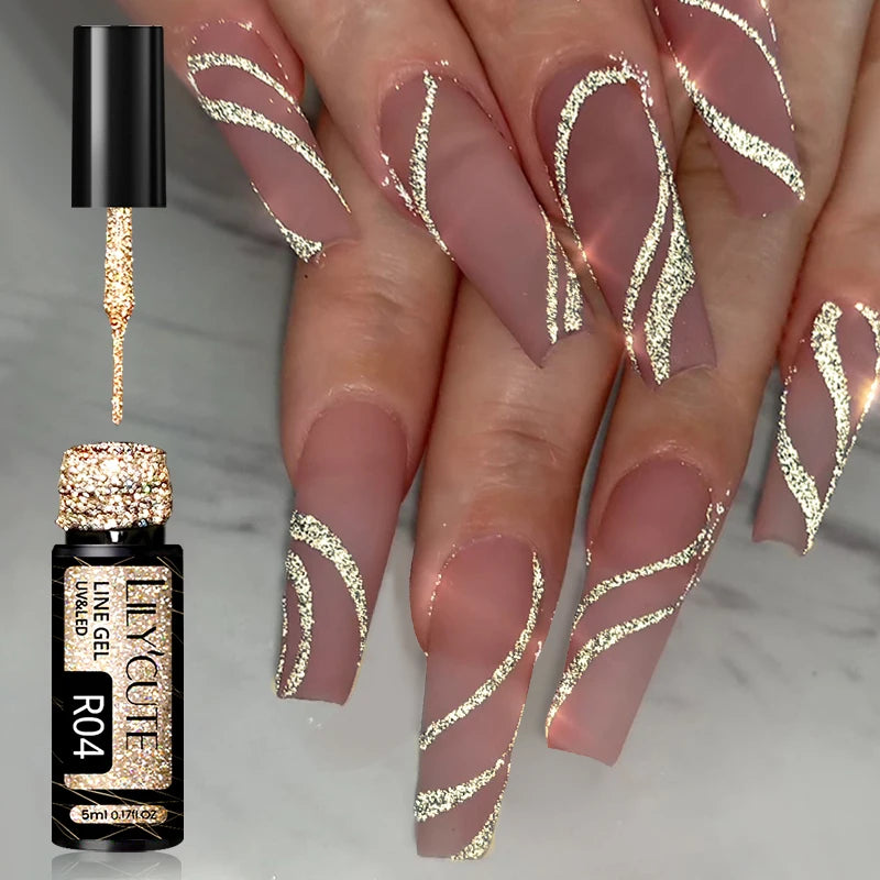 7ml Metallic Chrome Silver Mirror Effect Gel – Super Bright Line Art & French Tip Nail Painting Gel Polish