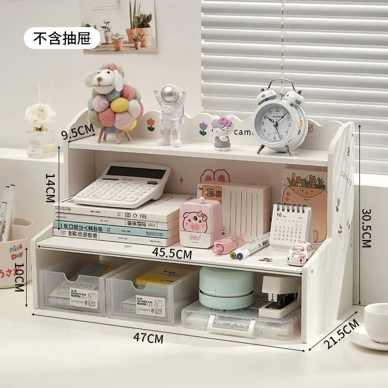 2-Layer Desktop Storage Organizer – Multifunctional Shelf for Skincare, Cosmetics, Stationery & Books