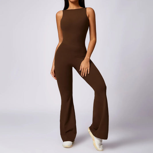 Women's One-Piece Sleeveless Yoga Jumpsuit – Full Body Gym Workout Bodysuit