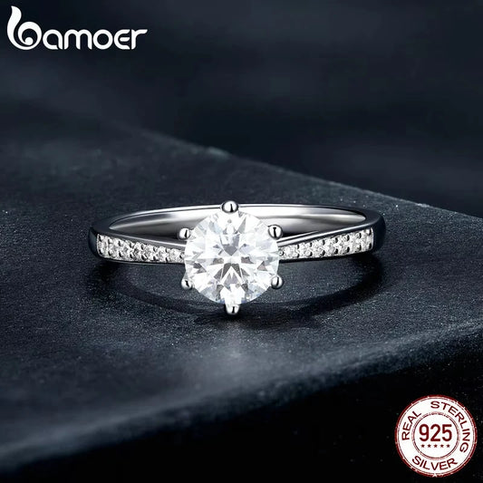 0.8 Carat Moissanite Engagement Ring – D Color VVS1 Stone with Zircon Accents on 925 Sterling Silver for Women