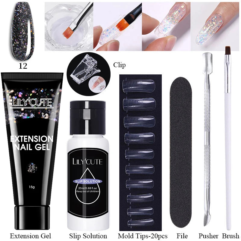15ml Nail Extension Gel Kit – Soak Off UV Acrylic Gel in White, Clear & Pink for Home or Salon Nail Art