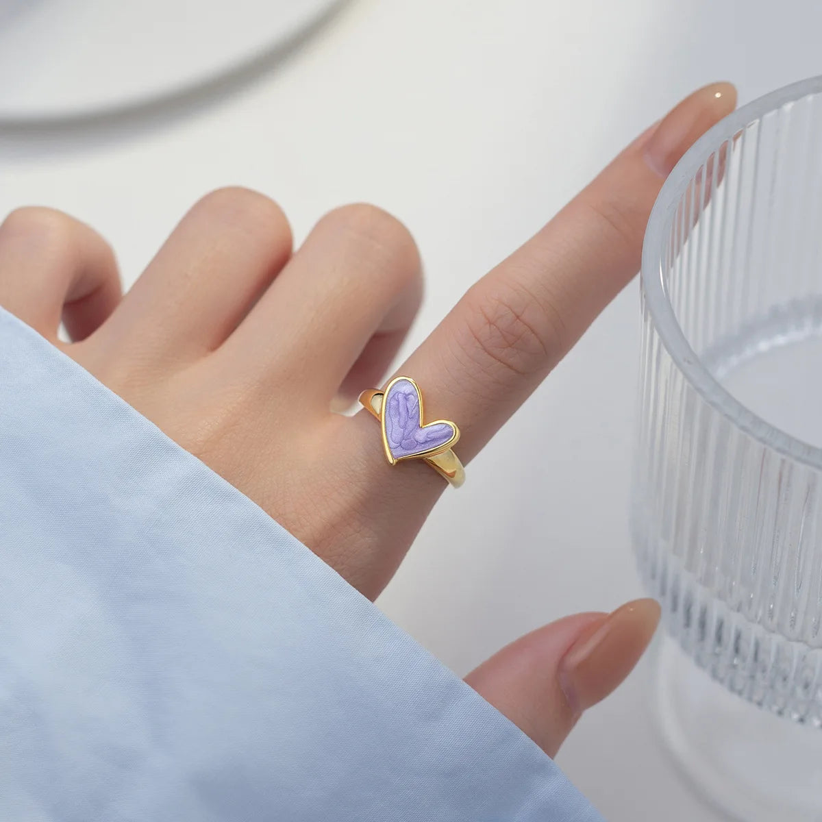 Vintage 925 Sterling Silver Drip Glue Heart Finger Ring Adjustable  Silver Rings For Women Wedding Luxury Jewelry Brand Gift