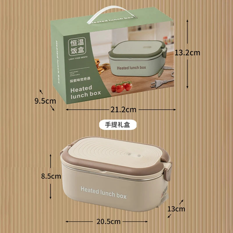 304 Stainless Steel Electric Lunch Box – Portable Water-Free Food Warmer with Constant Temperature Heating (220V)