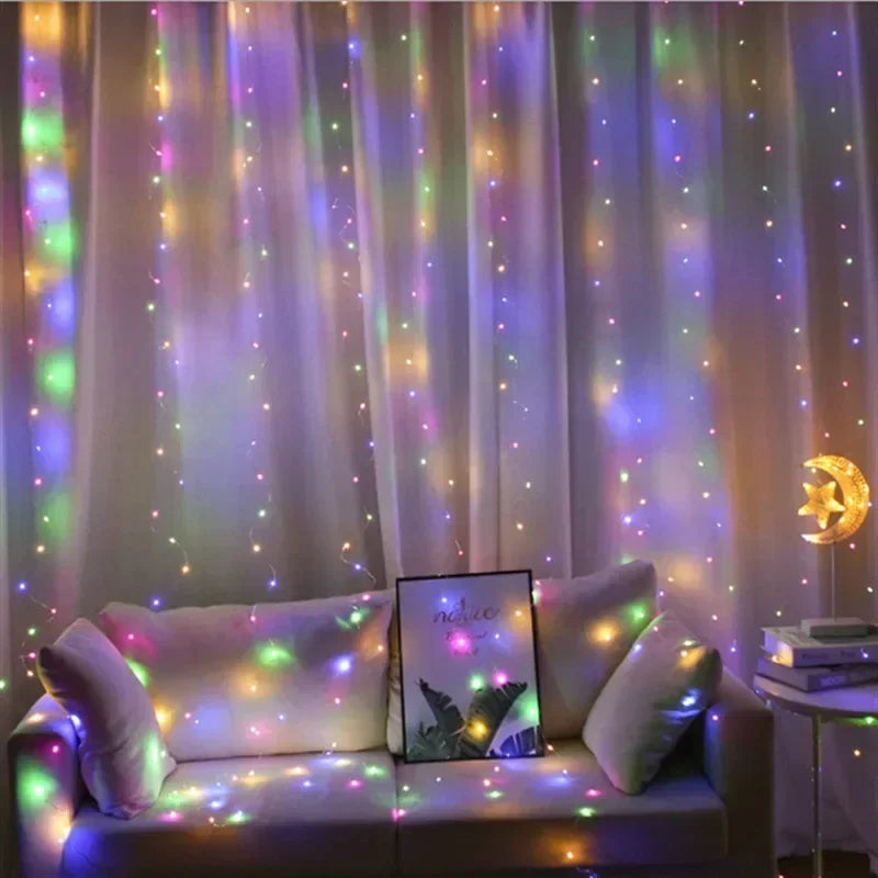 USB Curtain Fairy Lights with Remote – 8 Modes LED Window Garland, 3x3M to 6x3M Sizes, Warm/Cold/Multicolor for Holiday & Home Decor