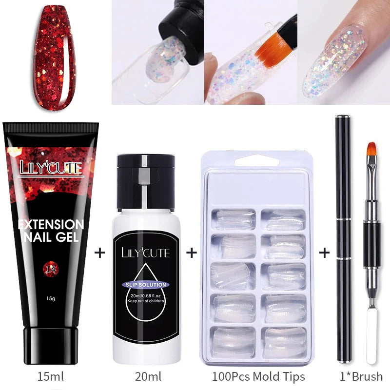 15ml Nail Extension Gel Kit – Soak Off UV Acrylic Gel in White, Clear & Pink for Home or Salon Nail Art