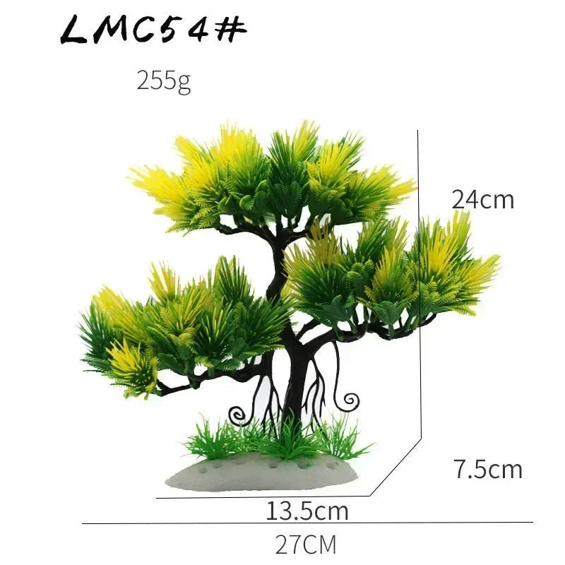 Simulation Aquarium Plant Decoration – Plastic Water Plants, Flowers, Trees, and Rock Accessories for Fish Tank Landscaping