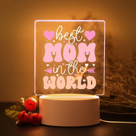 Acrylic LED Night Light for Mom – Colorful Printed Table Lamp with USB & Remote Options, Perfect for Birthday or Mother’s Day Gift