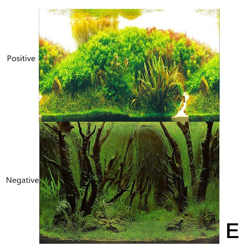 3D Aquarium Background Sticker – Double-Sided Fish Tank Landscape Poster – Ocean Plant Aquascape Waterproof Wallpaper Décor