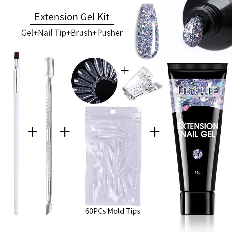 15ml Nail Extension Gel Kit – Soak Off UV Acrylic Gel in White, Clear & Pink for Home or Salon Nail Art