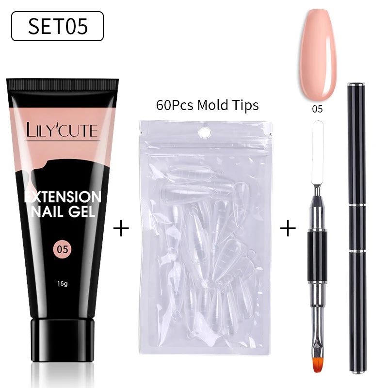 15ml Nail Extension Gel Kit – Soak Off UV Acrylic Gel in White, Clear & Pink for Home or Salon Nail Art