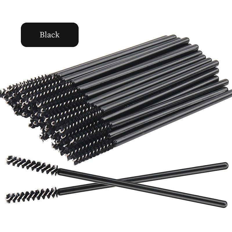 50-Piece Disposable Eyelash Mascara Brushes – Crystal Diamond Handle Spoolies for Lash Extension & Eyebrow Grooming