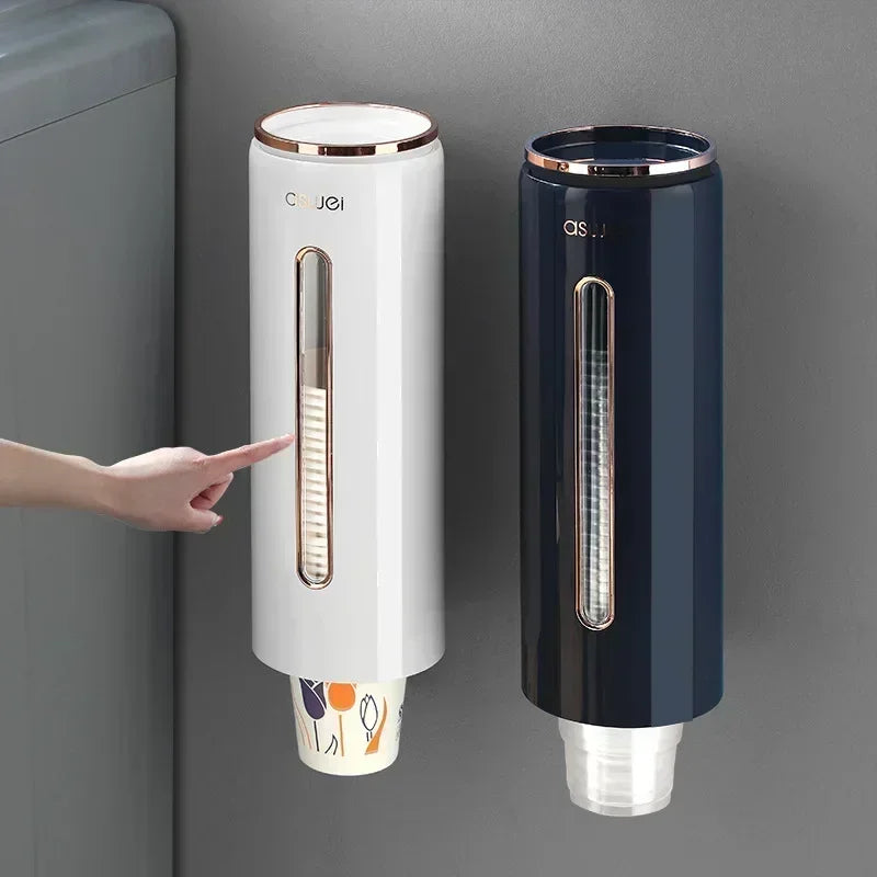 Wall-Mounted Automatic Cup Dispenser – Disposable Paper Cup Holder with Suction Mount