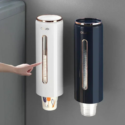 Wall-Mounted Automatic Cup Dispenser – Disposable Paper Cup Holder with Suction Mount