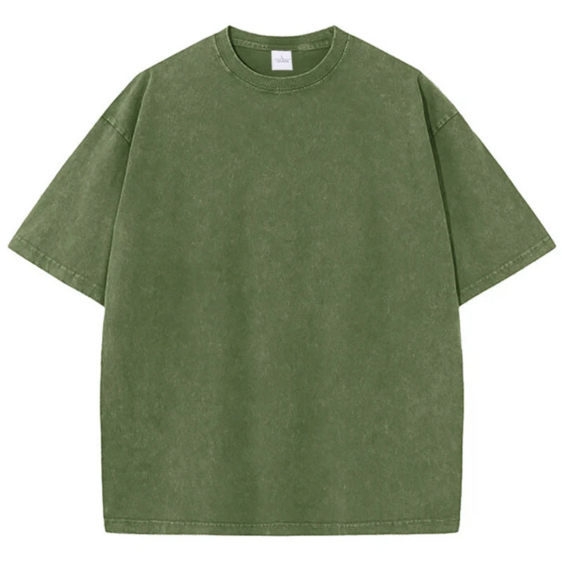 Washed Oversized Cotton T-Shirt – Vintage Y2K Short Sleeve Tee for Men and Women