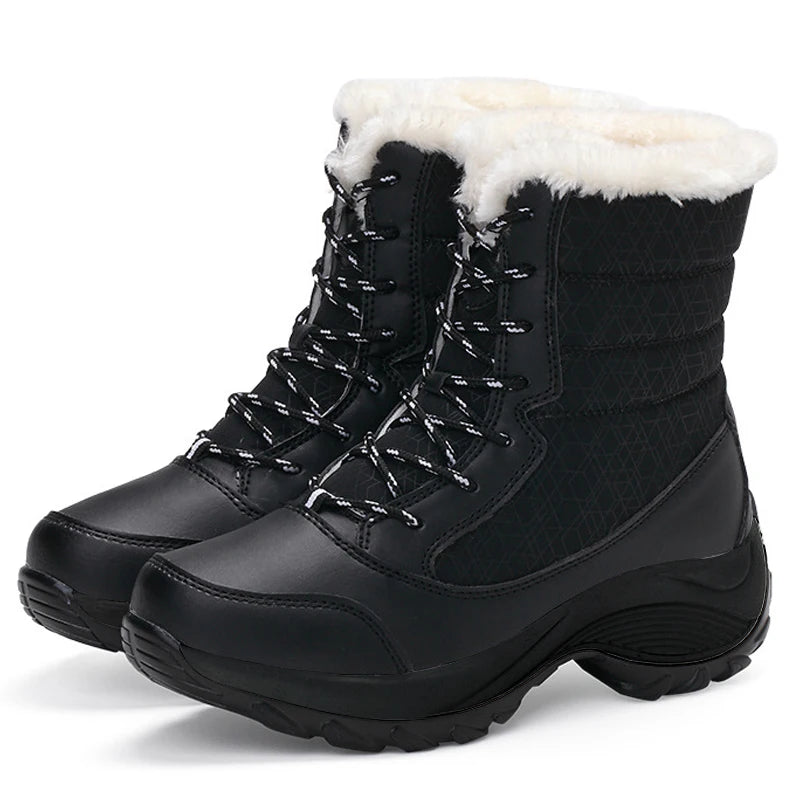 Women's Platform Winter Snow Boots – Warm Plush Fur Lining, Non-Slip Wedge Ankle Boots for Cold Weather