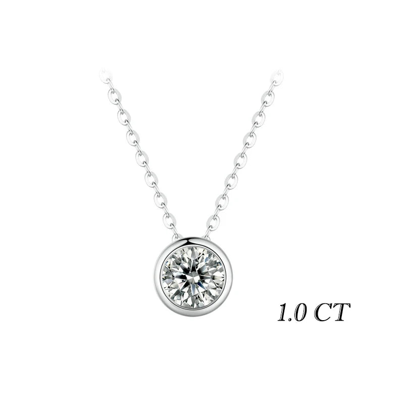 1 Carat Moissanite Pendant Necklace for Women – 925 Sterling Silver Bazel Setting, D Color VVS1 Diamond Look, Wedding & Gift Jewelry