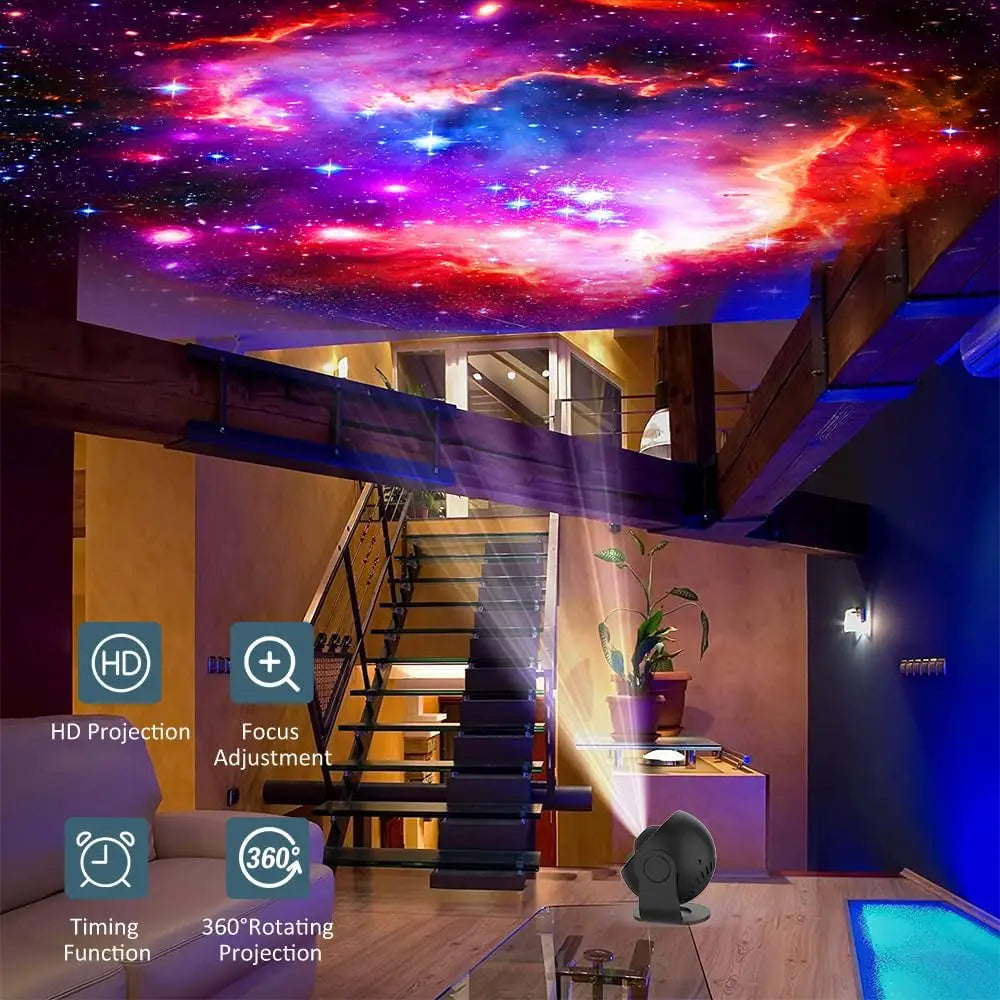 12-in-1 HD Galaxy Projector Night Light – 360° Rotating Star Planetarium Lamp for Kids and Romantic Spaces