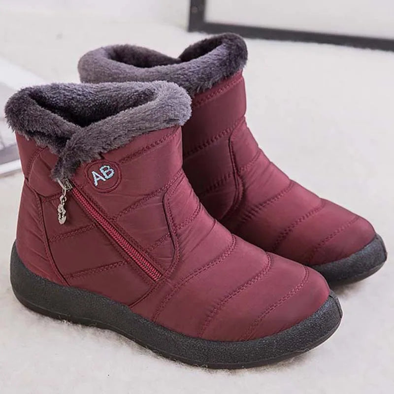 Waterproof Fur-Lined Winter Snow Boots for Women with Zipper Closure and Plush Interior