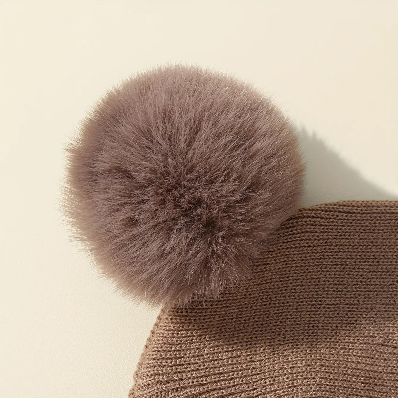 Solid Color Wool Knitted Baby Bonnet with Pompom – Warm Winter Beanie Cap for Newborns and Toddlers (0–3Y)