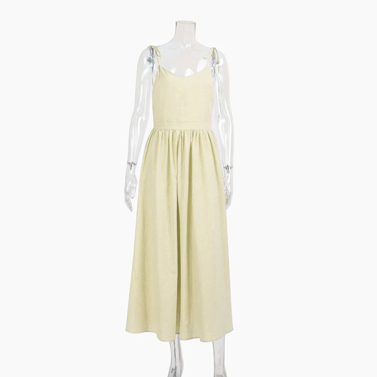 Women's V-Neck Cotton A-Line Beach Dress – Sleeveless Vintage Fit and Flare Sling Dress for Spring and Summer