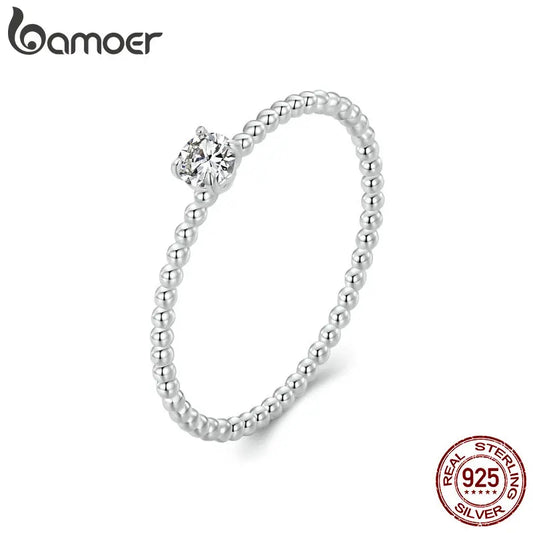 925 Sterling Silver Eternity Rope Wedding Band – Stackable Moissanite Beads Ring for Women, D Color VVS1 Clarity