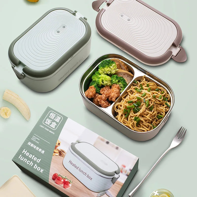 304 Stainless Steel Electric Lunch Box – Portable Water-Free Food Warmer with Constant Temperature Heating (220V)