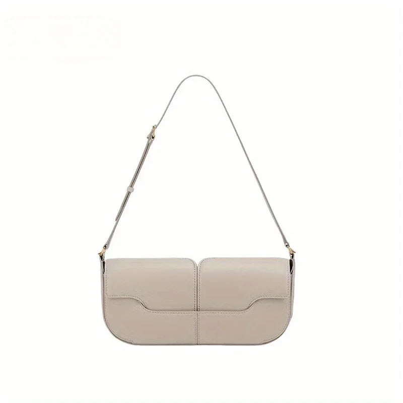 Women's Split Leather Underarm Shoulder Bag – Luxury Minimalist Baguette Tote Purse