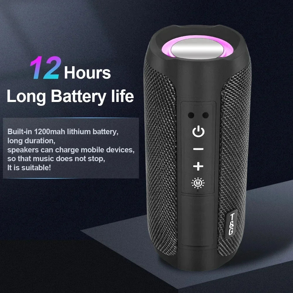 TG227 Portable Waterproof Bluetooth Speaker with Lamp – Upright Wireless Loudspeaker with Stereo Sound, TF Card & FM Radio