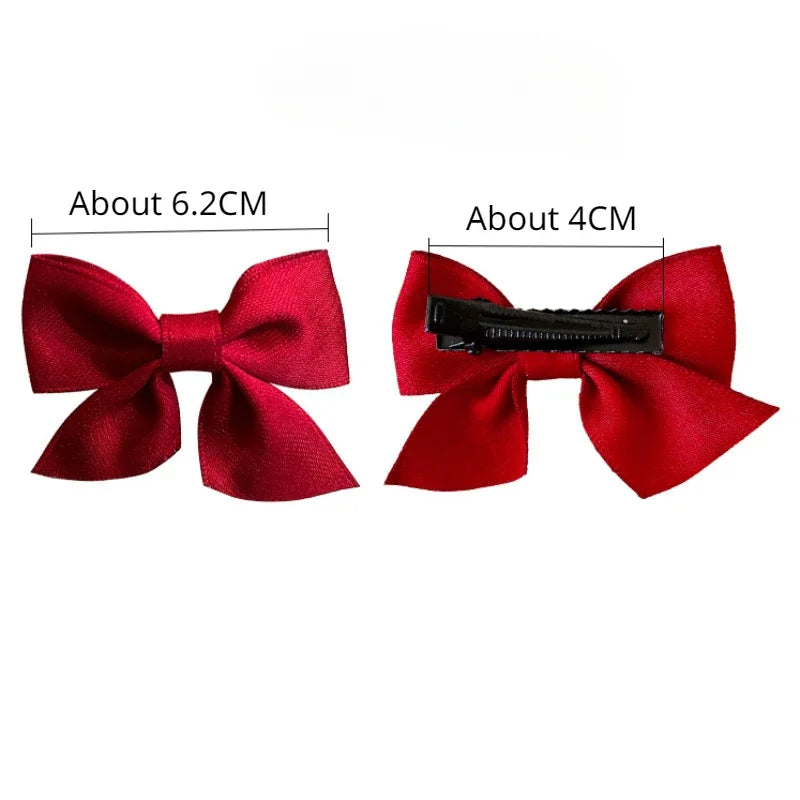 2Pcs Satin/Mesh Bow Hairpins for Dogs – Cute Fabric Hair Clips for Teddy, Poodle, and Small Pet Grooming Accessories
