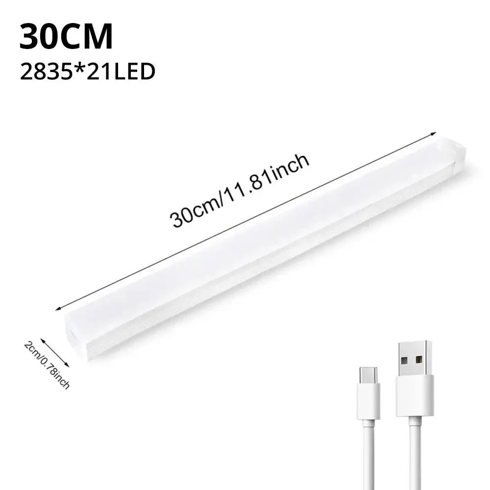 Wireless LED Motion Sensor Night Light – USB Rechargeable Magnetic Strip Light for Closet, Kitchen, Wardrobe, Aisle – Warm & White Light Options