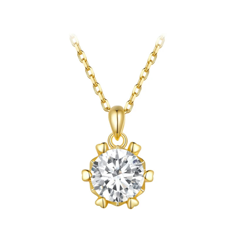 1 Carat Moissanite Pendant Necklace for Women – High-Quality 925 Sterling Silver, D Color VVS1, Elegant Geometric Design for Bridal & Party Jewelry