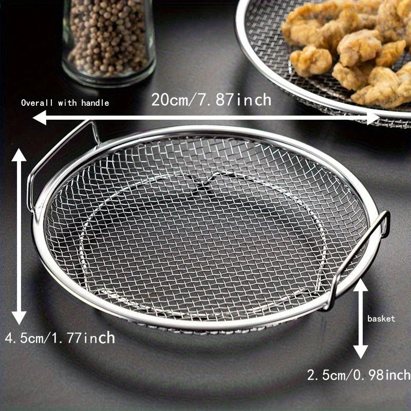 Stainless Steel Oil Filter Tray – Reusable Round Mesh Strainer Basket for Frying, Grilling, BBQ, and Kitchen Use
