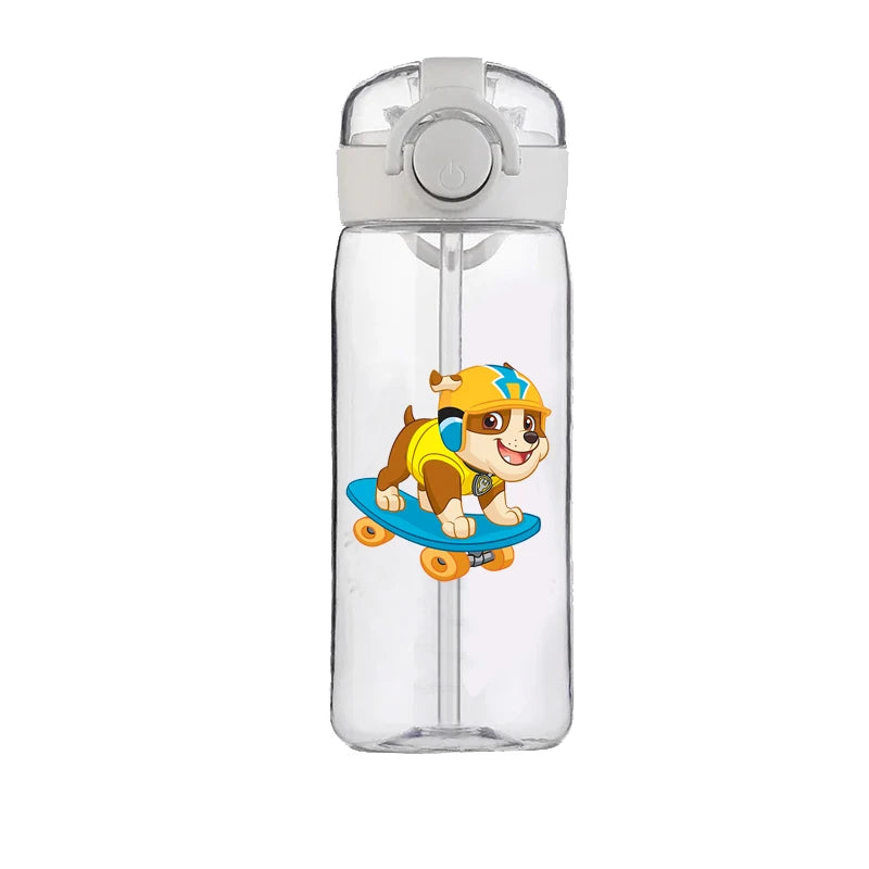 400ml PAW Patrol Chase Water Bottle – Leak-Proof Cartoon Plastic Cup with Straw for Kids, School, and Outdoor Sports Use