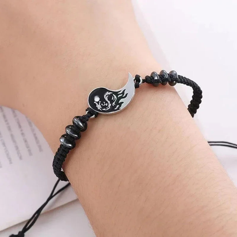 Yin Yang Dragon Charm Bracelets – Adjustable Couple Friendship Jewelry Set