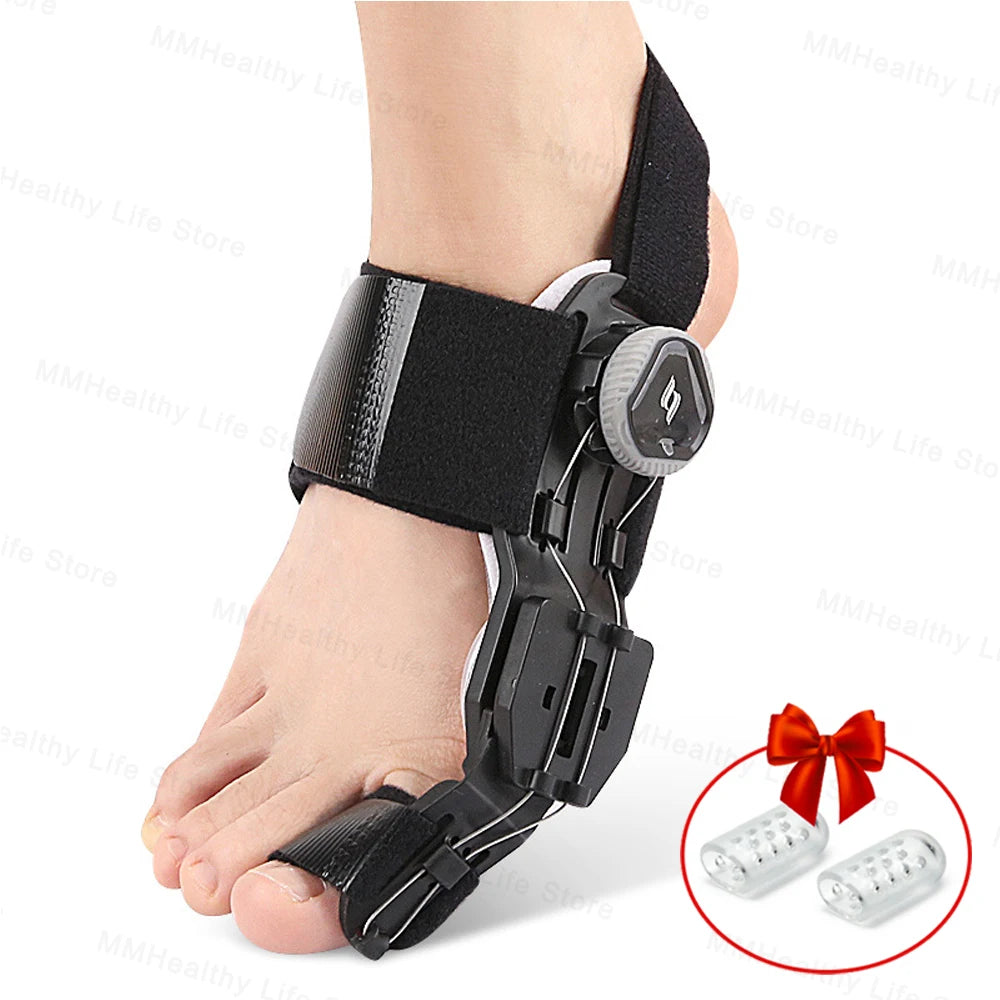 Adjustable Bunion Corrector – Hallux Valgus Toe Straightener with Rotating Knob, Toe Separator & Soft Silicone Pad