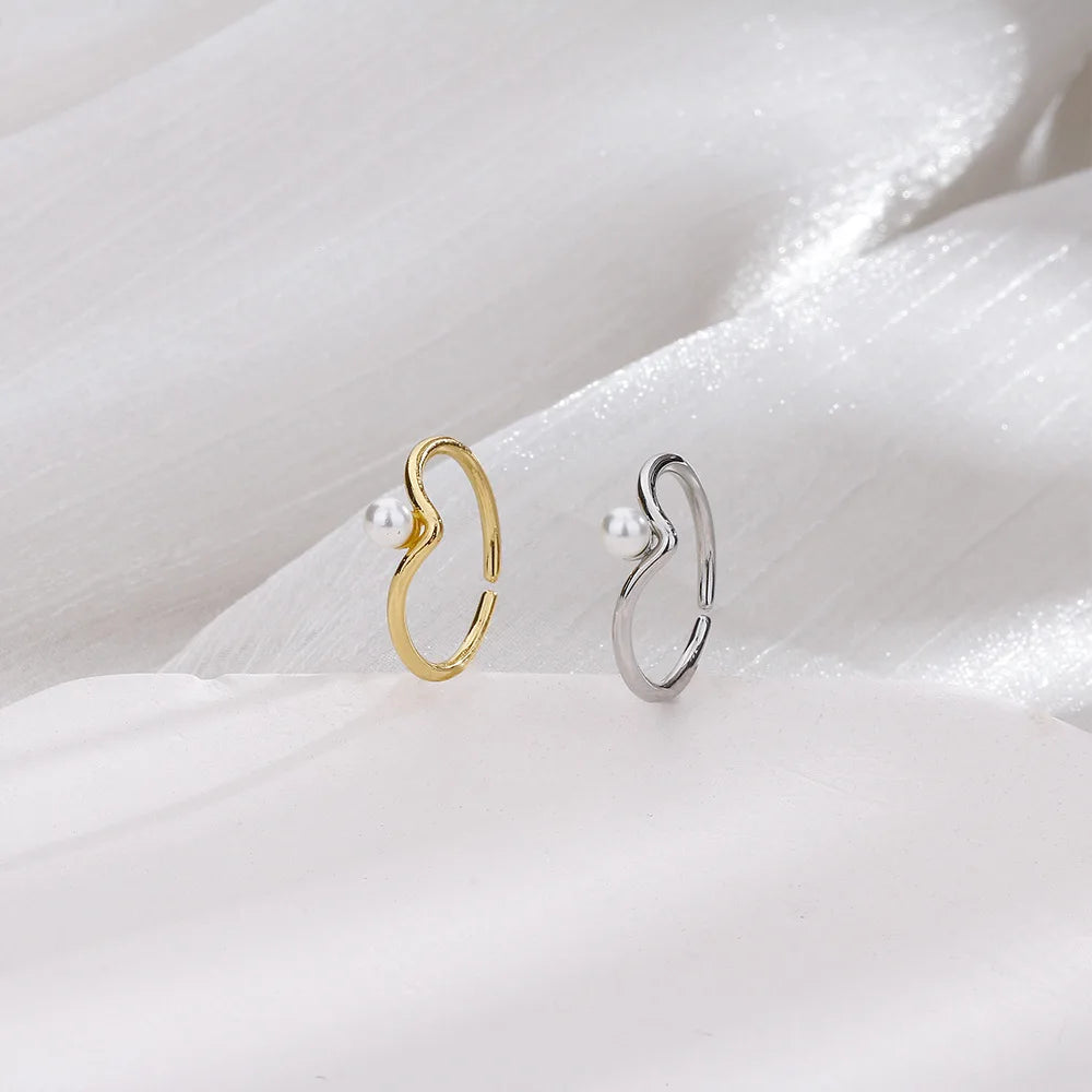 925 Sterling Silver V-Shaped Adjustable Ring for Women – Classic Open Cocktail Ring for Wedding or Everyday Elegance