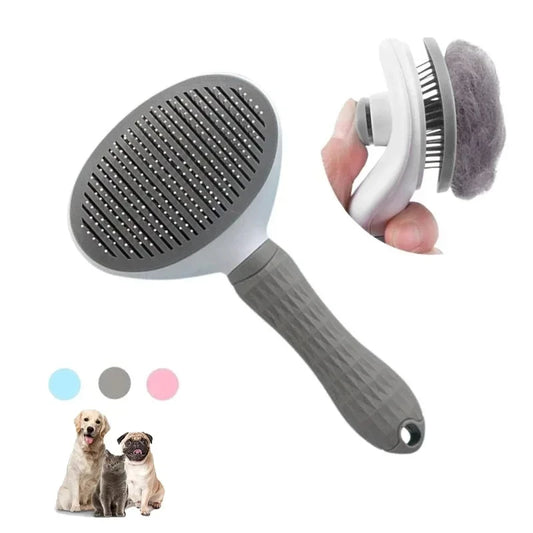 Stainless Steel Pet Grooming Brush – Hair Removal Comb for Long-Haired Dogs and Cats with Anti-Slip Handle